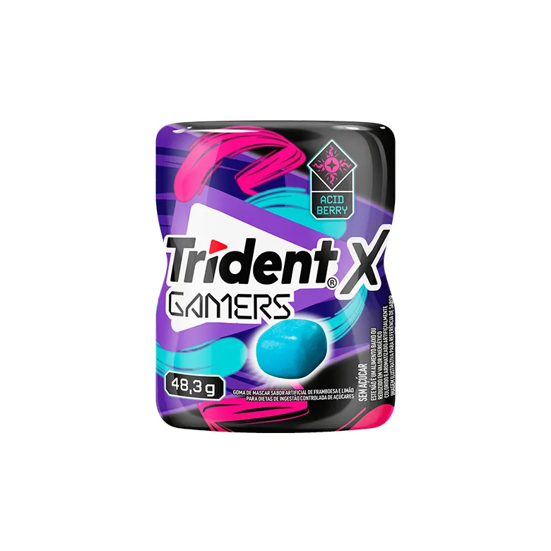 Chiclete Trident X Berry Framboesa E Limão Garrafa Gamers 48,3g